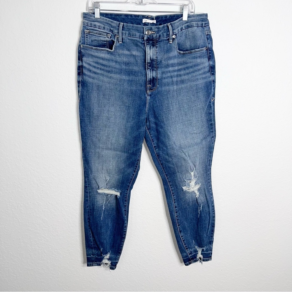 Good American Skinny Jeans Women’s 16 Distressed  High Rise Stretch G